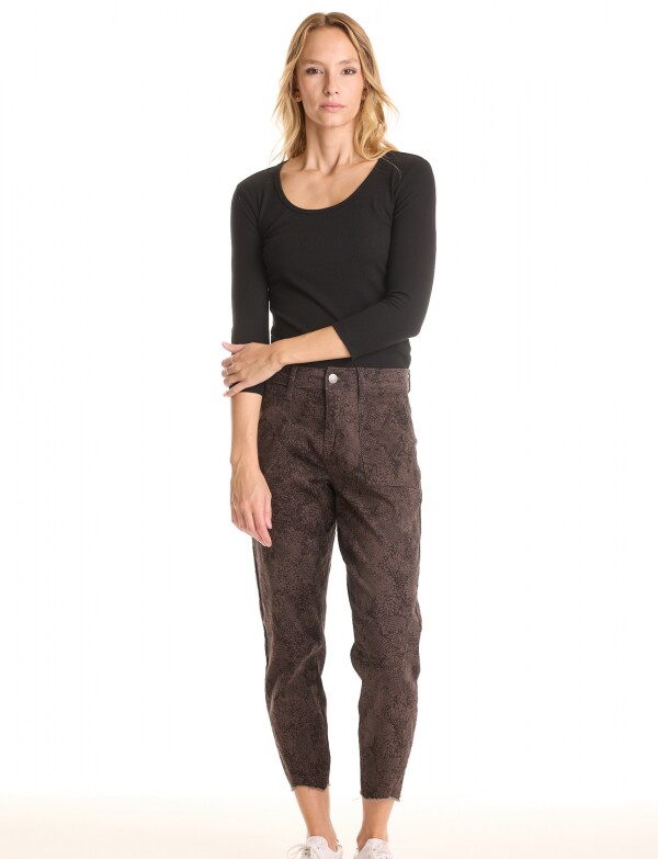 Pantalon Crop & Desflecado GRIS/MULTI