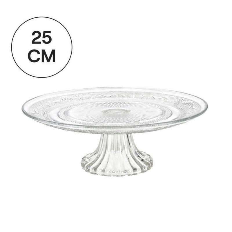 Bandeja para Tortas y Postres de Cristal con Pie 25 cm GE BANDEJA C/PIE REPOSERIA 25CM - CRISTAL