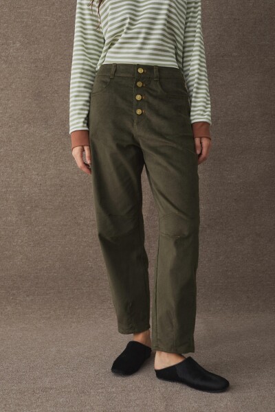PANTALON BARREL CORDEROY Verde