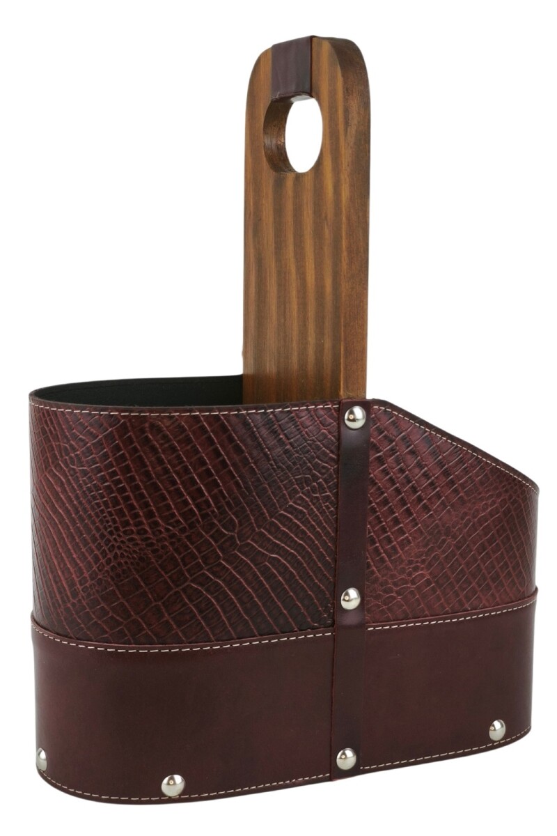 Matera de Cuero Vacuno Legítimo con Estructura Integral de Madera Bordó 2