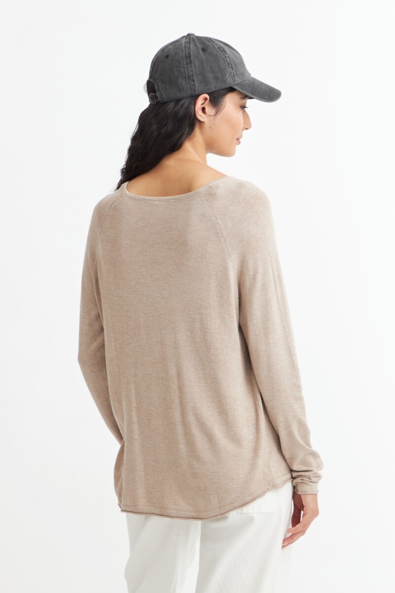 Sweater cuello redondo BEIGE