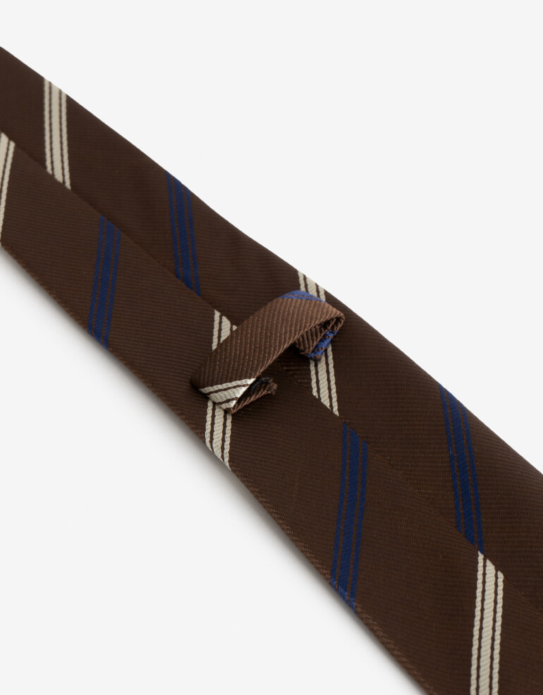 Pañuelos Raso Geométrico Corbata Rayada - Marron Chocolate