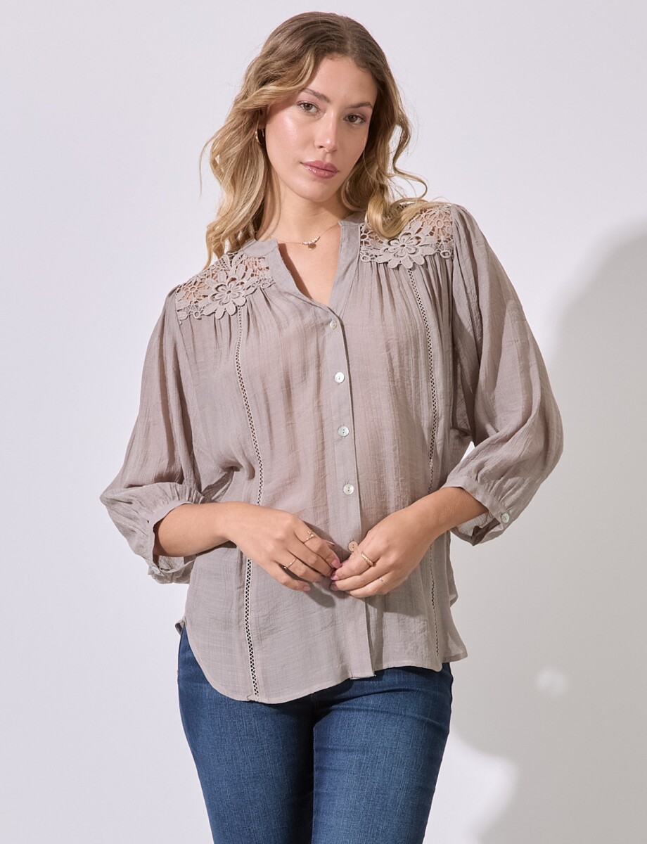 Blusa Crochet - Khaki 