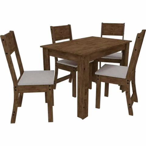 JGO DE COMEDOR NAPOLI 10107- 4 Sillas Noce/Linho Tapizado Sin color