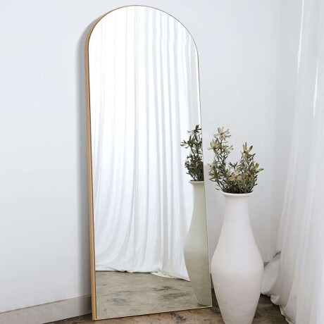 Espejo De Pie Ovalado Con Borde Dorado