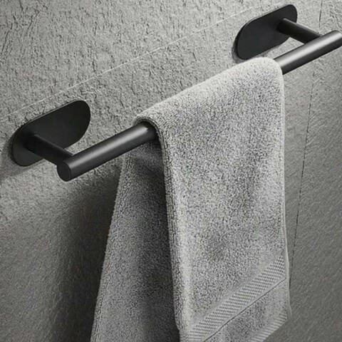 Toallero adhesivo para baño negro mate 40cm Toallero Adhesivo Para Baño Negro Mate 40cm