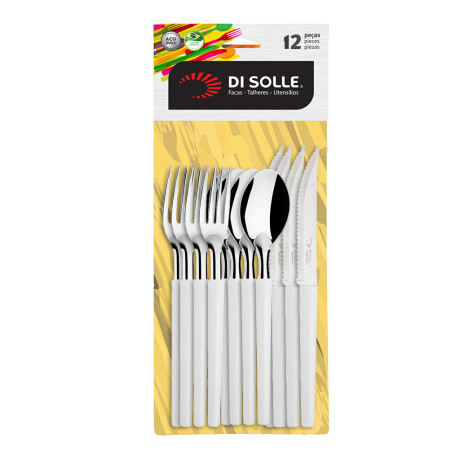 Cubiertos 12 Piezas Acero Inox. M/Blanco Di Solle Millenium Blanco