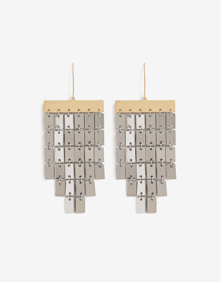Aros Colgantes Largos Metal Aros Colgantes Largos, Statement Night - Combinacion Bicolor