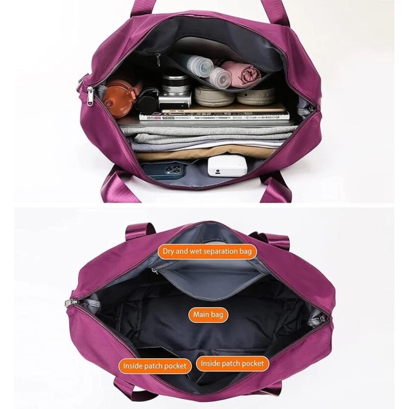 Bolso Viaje Plegable Impermeable Con Enganche Para Valija Color Rosa