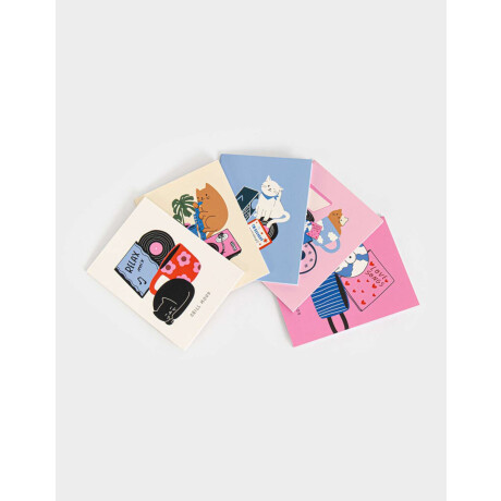 Set De 5 Libretas A6 Cosidas En Cajita Combinacion Multicolor