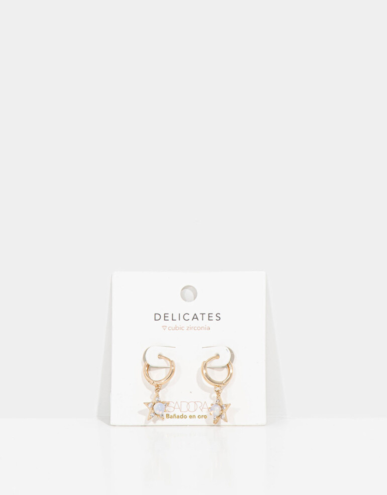 Aros Argollas Strass Argollas Con Estrellas - Dorado
