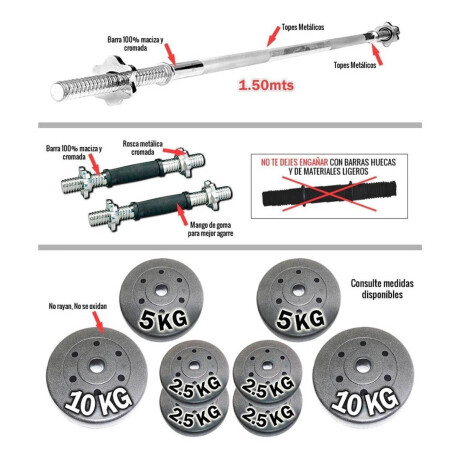 Banco Pecho + Scott + Barra 150 +2 Mancuernas +40kg Cmb000620