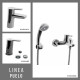 JUEGO COMPLETO DE GRIFERIA,INCLUYE DUCHA EXTERIOR CON TRANSEFRENCIA, LAVATORIO BAJO Y BIDET LINEA PUELO FV 000