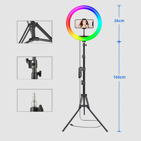 Aro de Luz Multicolor 26CM + Trípode + Control Remoto Ele001001