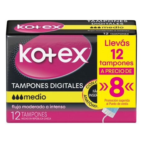 Kotex Tampones Medio X12 Kotex Tampones Medio X12