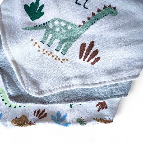Set De Babero x3 Estilo Bandana Dinosaurio