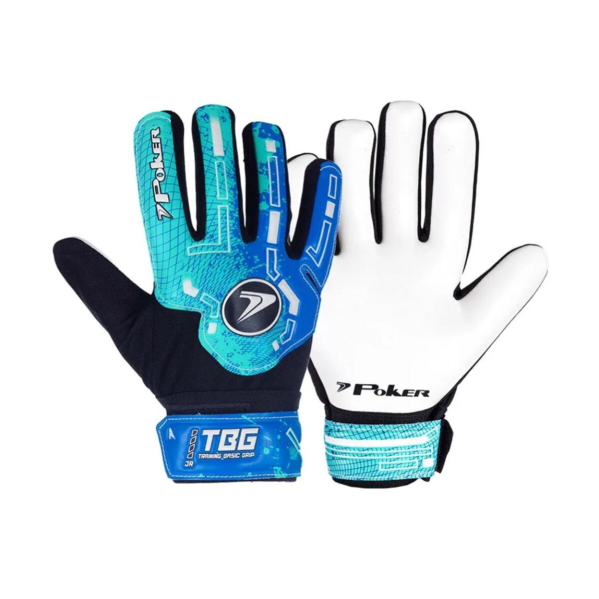 Guantes Golero Entrenamiento Poker - Azul Claro-negro 