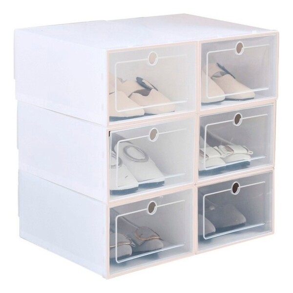 Caja Organizadora Zapatos Zapatera X6 Unidades Caja Apilable Color Variante Blancogrande