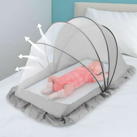 Mosquitero Cama Cuna Plegable Bebe Portátil Grande Gris