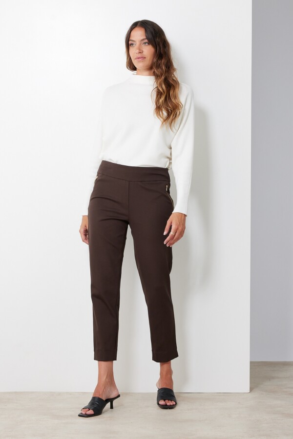 Pantalon Zips MARRON