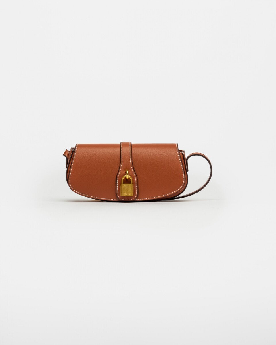 Mini Bag Celina en Efecto Cuero Liso - Marron 