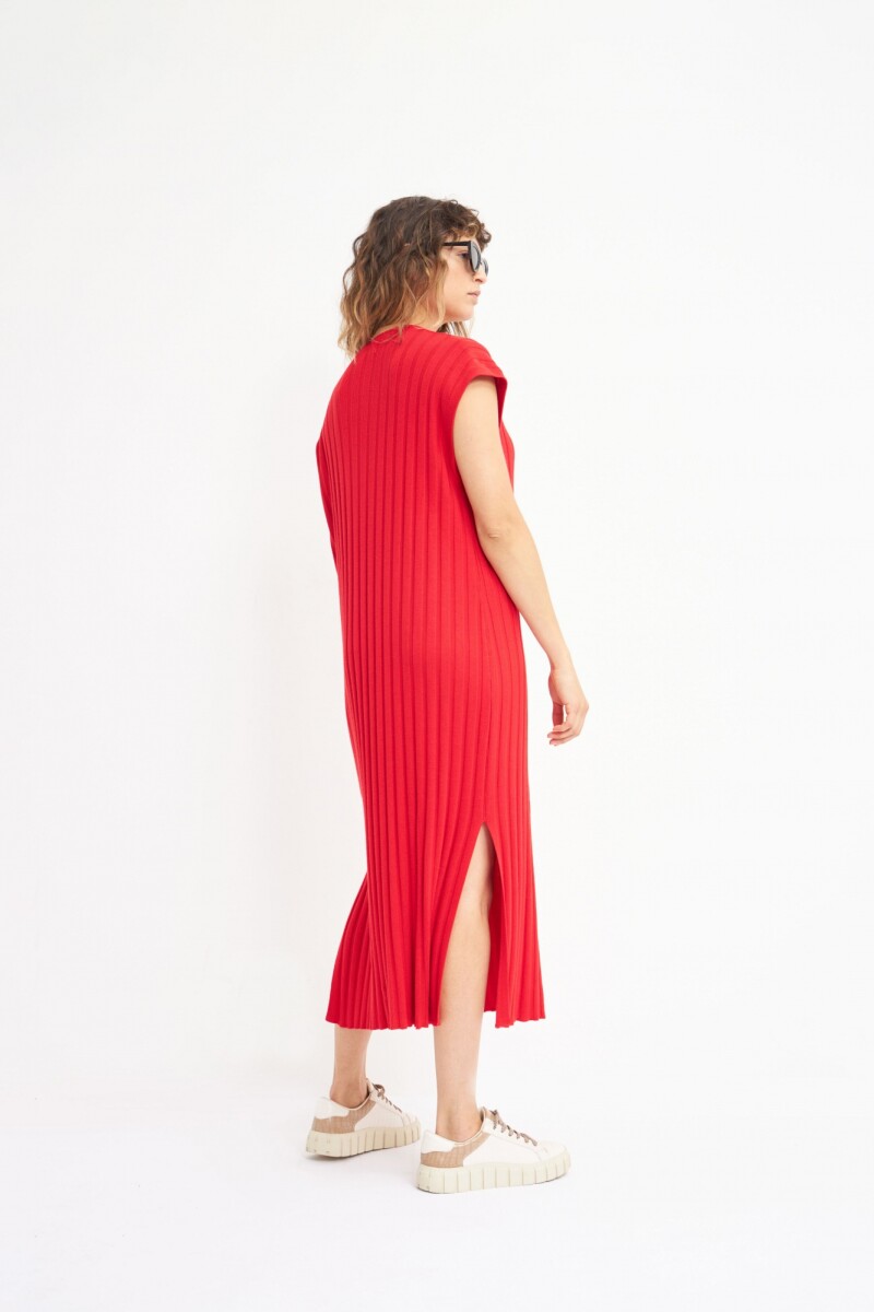 Vestido tejido canalé rojo