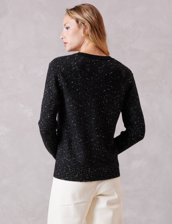 Cardigan Tweed Sparkle NEGRO