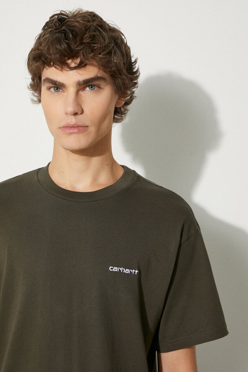 S/S SCRIPT EMBROIDERY T-SHIRT Verde