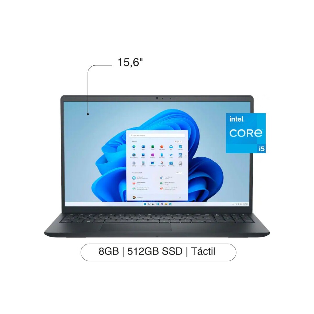 Notebook DELL 15,6' 2K Touch 512GB / 8GB RAM I5-1334U W11 - Black 