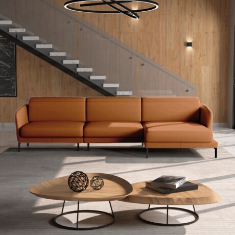 Sofá con Chaise JASPER Cognac - DERECHO