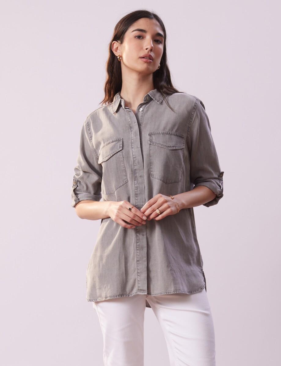 Camisa Tencel - Gris 
