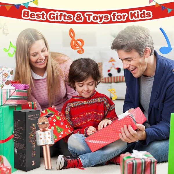 Micrófono Karaoke + Parlante Bluetooth Usb Rosado Niños Variante Color Gris