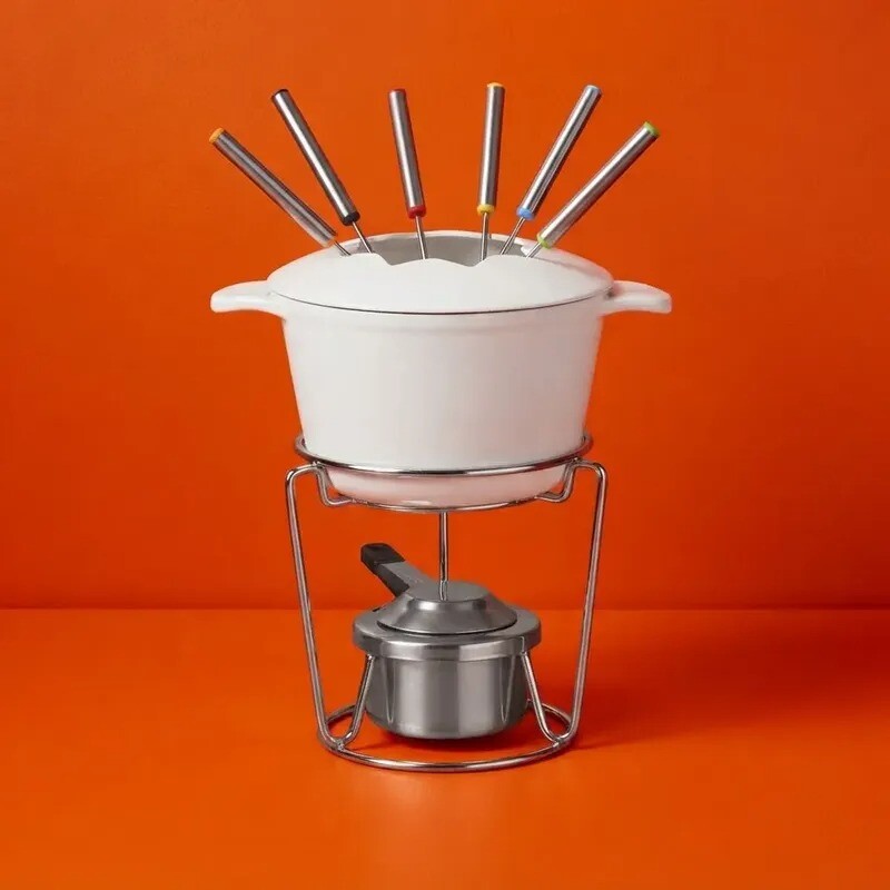 JUEGO DE FONDUE HIERRO FUNDIDO BLANCO - CUISINART JUEGO DE FONDUE HIERRO FUNDIDO BLANCO - CUISINART