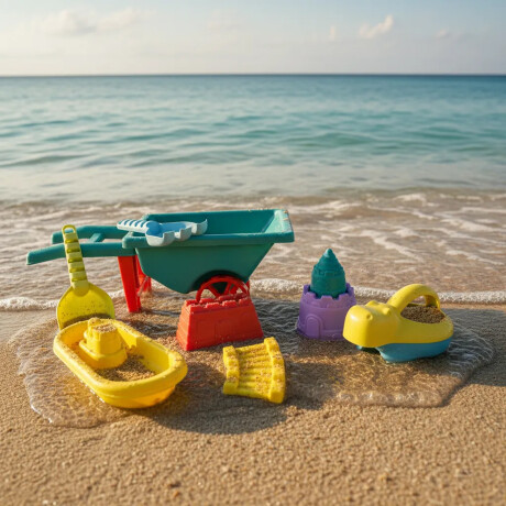 Set Juego Playa Infantil Carretilla Moldes Rastrillo 10pzas Verde