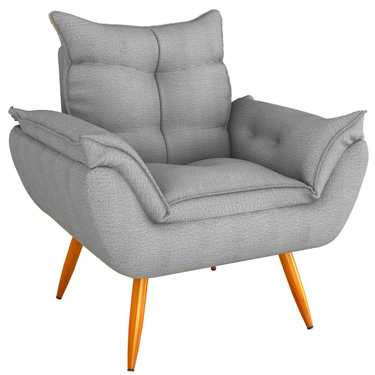Sillón Butaca Poltrona Turín 1 Cuerpo con Patas de Eucalipto - Gris 