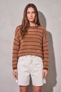 Sweater Rayado Texturado Ocre