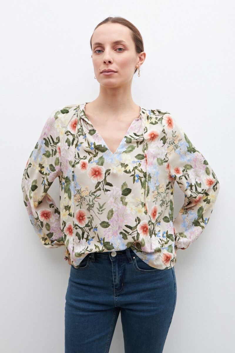 Blusa estampa floral multicolor