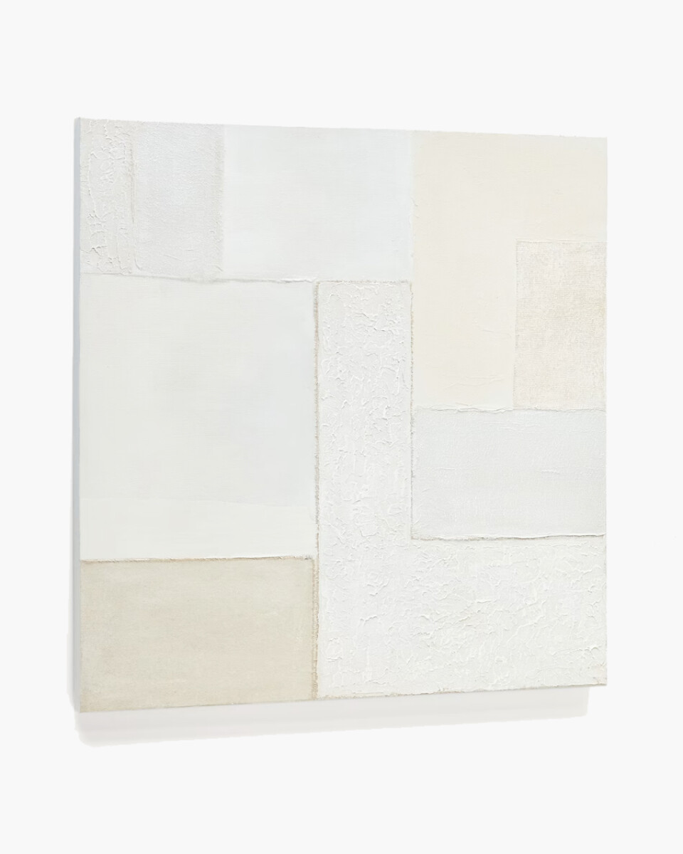 Lienzo abstracto Pineda blanco 95 x 95 cm 