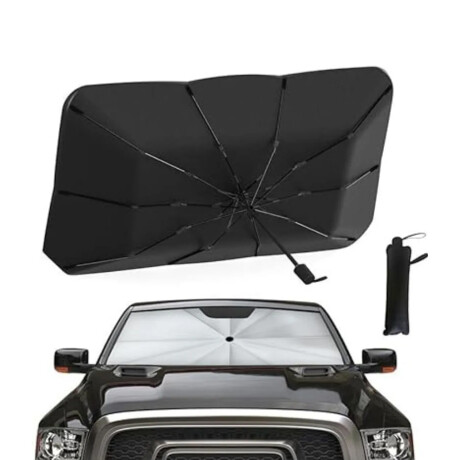 Parasol Para Auto con Funda Tipo Paraguas Con Filtro UV Negro