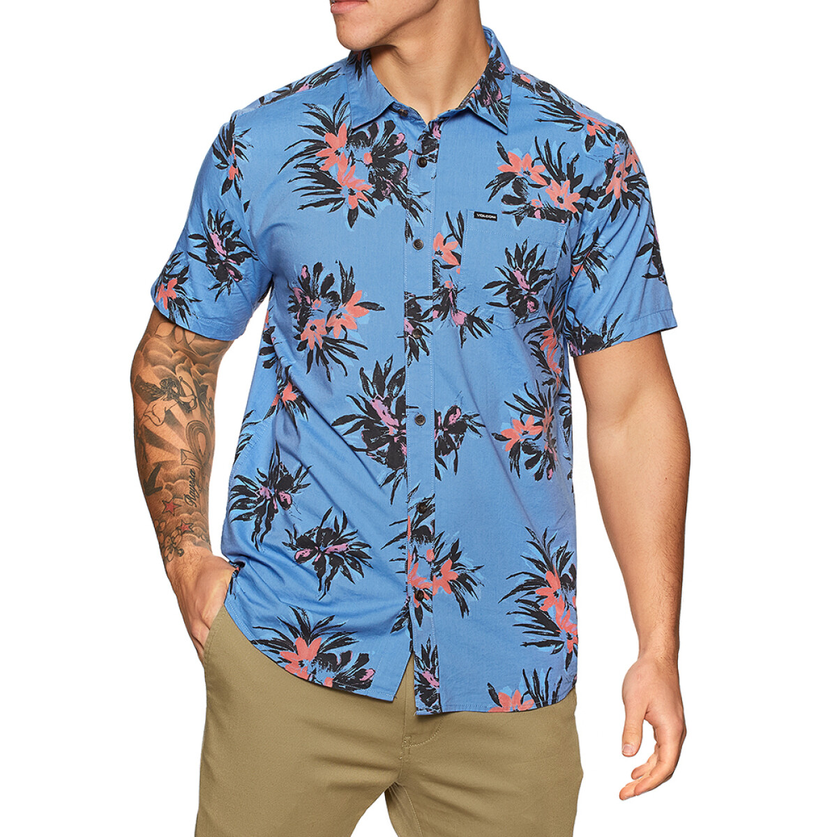 Camisa Volcom Floral With Cheese - Azul 