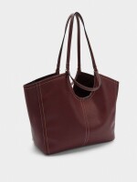 Bolso Shopper Liso Con Bolsa burdeos