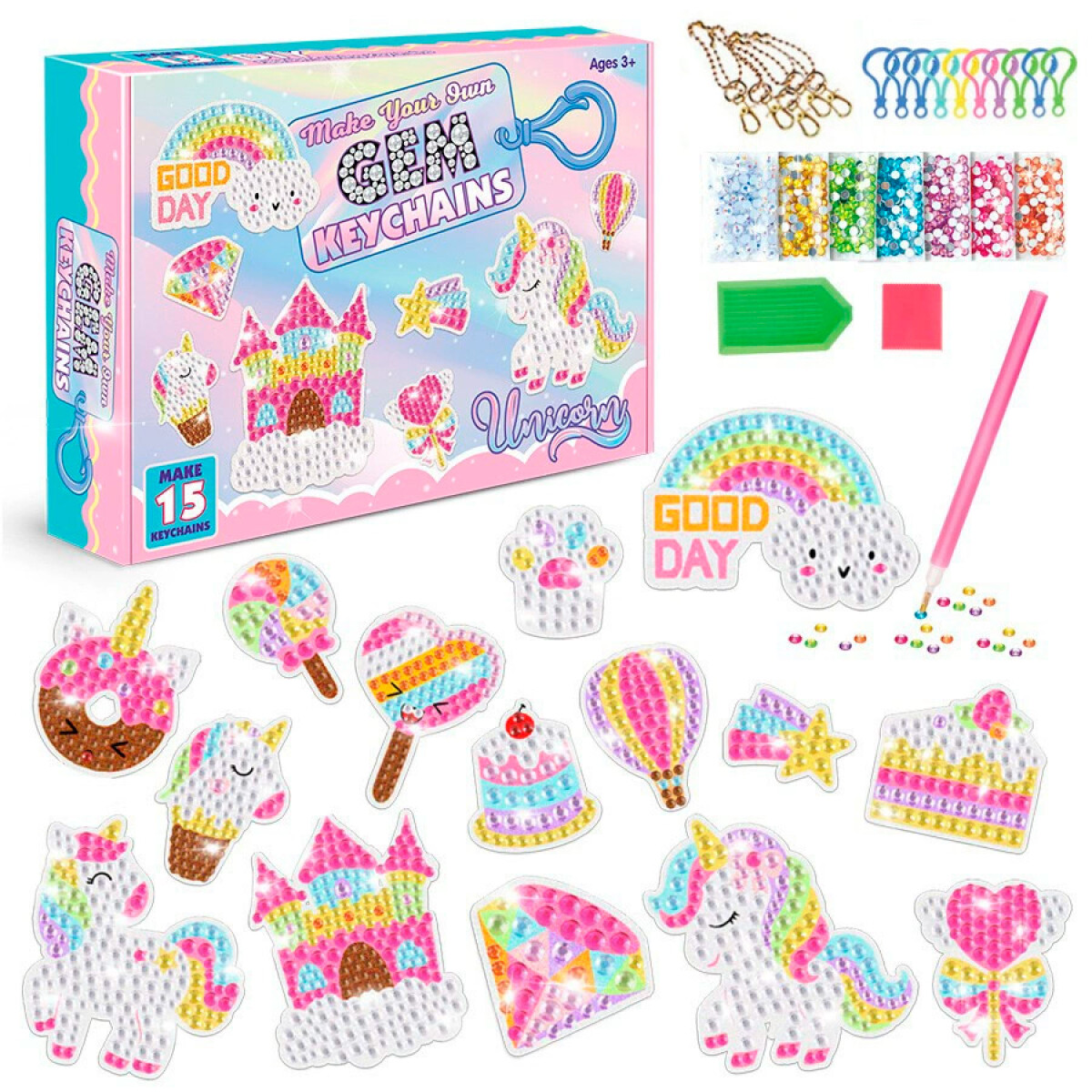 Set Crea Llaveros De Gemas DIY - Unicornio 