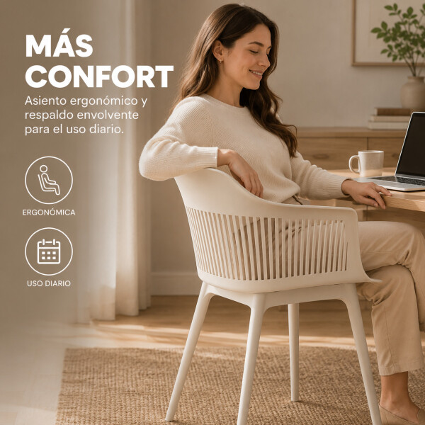 Silla Comedor X4 Cocina Aurora Marcela Nórdica Apoyabrazos Beige 1