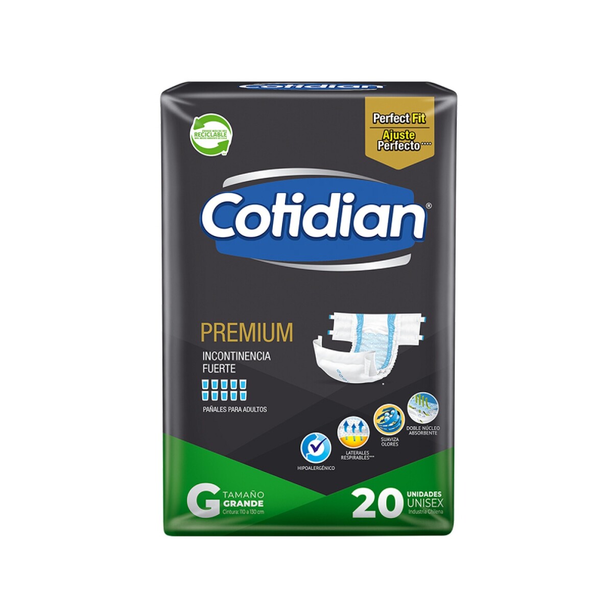 PAÑALES PARA ADULTOS COTIDIAN PREMIUN TALLE G X 20 
