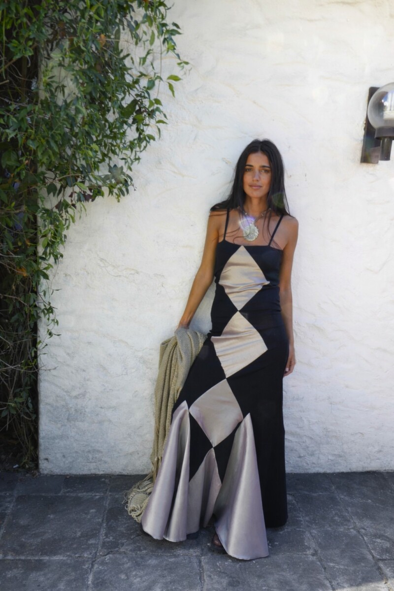 Mermaid Rombo Dress Negro / Visón