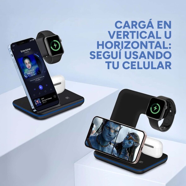 Estacion De Carga iPhone Apple Watch AirPods Carga Rapida Color Variante Negro