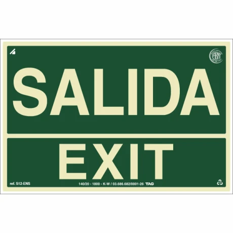Señalética Fotoluminiscente TAG S12