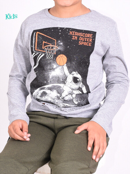 REMERA SPACE BASKETBALL GRIS OSCURO