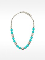 Collar Corto De Cuentas De Piedras azul