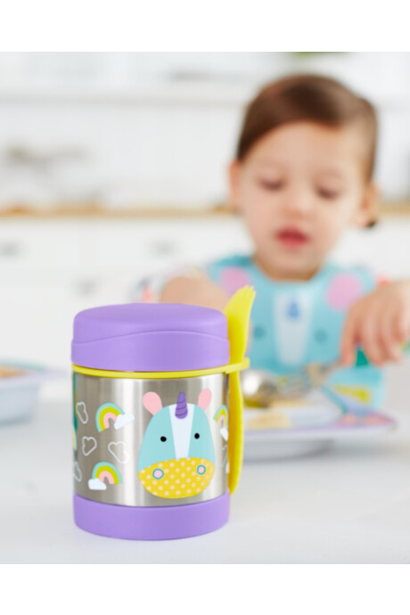 Tupper de acero inoxidable con cubierto, diseño unicornio Tupper de acero inoxidable con cubierto, diseño unicornio